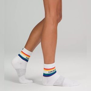 lululemon athletica White Socks with Rainbow Stripes